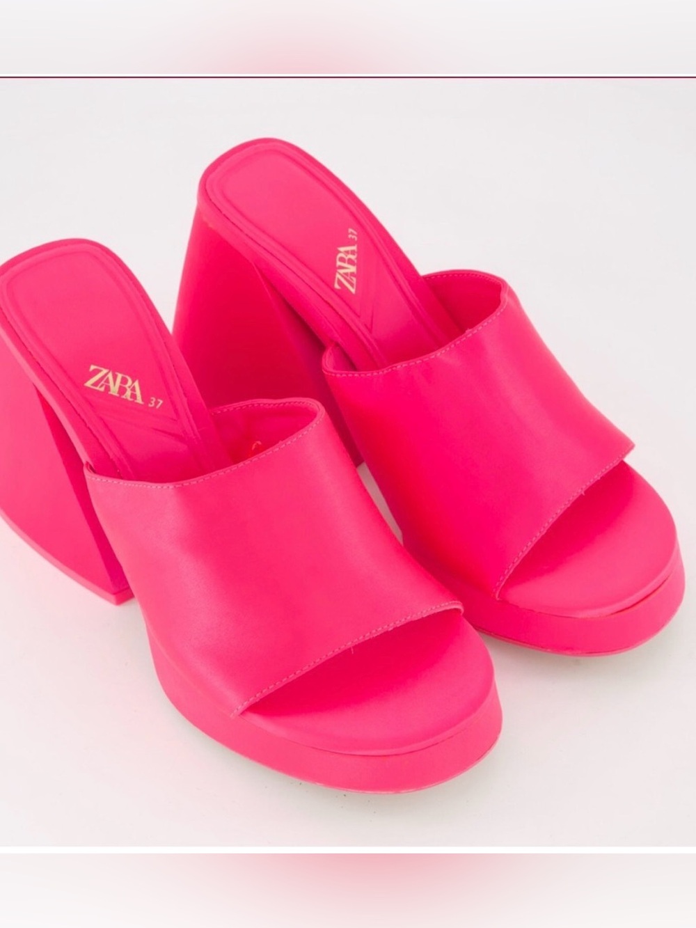 Zara Hot Pink Platform Heel
Slip-On Sandals Size 9-9.5